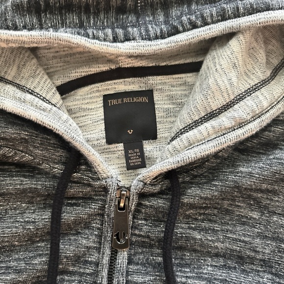 True Religion Black and Gray Zip Hoodie - Picture 3 of 5